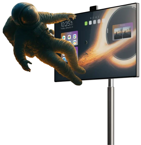 Astronauta saliendo de la pantalla portátil OneScreen Wandr