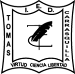 Escudo del Colegio Tomás Carrasquilla I.E.D. con lema Virtud, Ciencia, Libertad